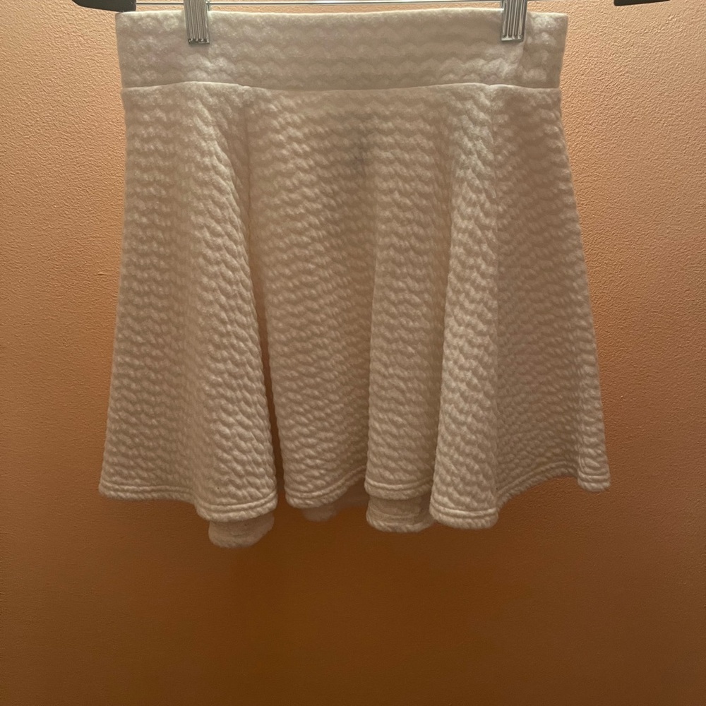 Divided Cream Textured Skater Skirt